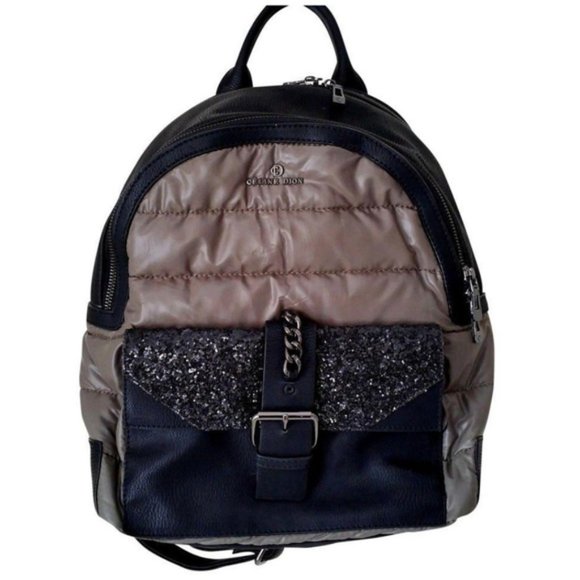 Celine Dion Khaki Green / Black Glitter Backpack - Picture 1 of 9